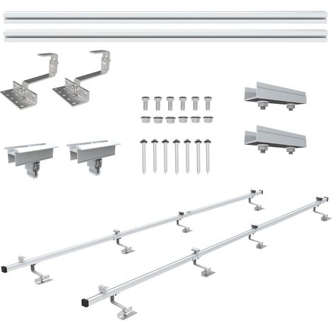 Nuasol – Kit de montage pour panneaux solaires sur toiture en tuiles – Aluminium et acier inoxydable – Dimensions 1230 x 40 mm – Charge max 140 kg