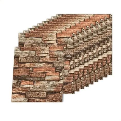 Irovami Lot de 10 panneaux muraux 3D autocollants imitation brique, 35 x 38 cm, à décoller et à coller pour la décoration intérieure et le revêtement mural à faire soi-même