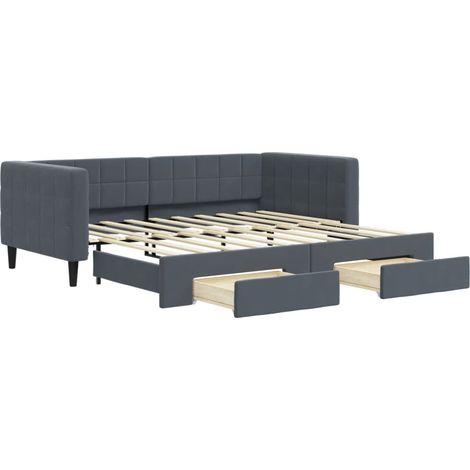 Maison Exclusive - Divano Letto Estraibile Cassetti Grigio Scuro 90x190cm Velluto