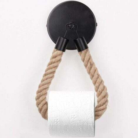 Toilet Paper Holder, Hemp Rope Towel Holder for Bathroom and Kitchen, Bathroom Paper Holder, Toilet Towel Roll Holder (Black)