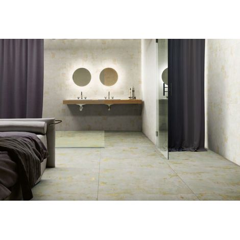 Carrelage effet métal Mood 60x60cm Ivoire - Naturel - boîte de 1.42 m2 60x60 cm f3ede2 - - boîte de 1.42 m2 (1/3)