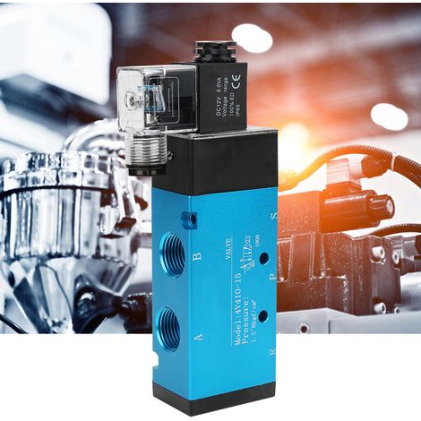 Électrovanne pneumatique 4V410-15 à 2 positions et 5 voies, 50 mm, 0,180,8 MPa, IP65 (12 V CC) (1/5)