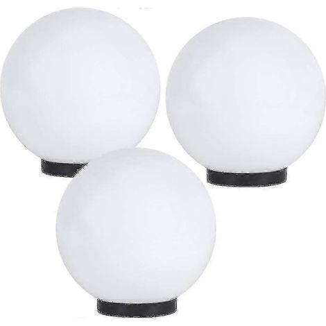 Lot de 3 lampes sphériques de 25 cm, blanches, pour terrasses et jardins, culot E27, 230 V, avec socle. (1/5)