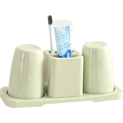 Soporte Para Cepillo De Dientes Y Pasta Dental - Soporte De Plástico ABS - Organizador De Baño - Juego Con 2 Vasos Y 1 Soporte - 1 Unidad (1/5)
