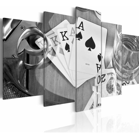 Tableau soirée poker en n&b - 200 x 100 cm (1/4)