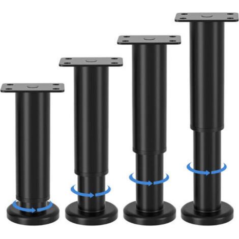 pieds de meubles réglables, hauteur ajustable de 8 à 12 cm, pieds de meubles en métal noir, pour armoires, meubles TV, lits, canapés, tables de chevet, chaises, meubles de salle de bain (1/4)