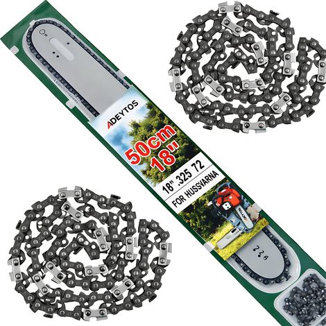 GUIDE-CHAÎNE POUR SCIE À ESSENCE + 2 CHAÎNES 50 cm 18'' 72 1,5 325