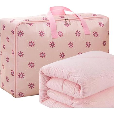 Sac Rangement Vetement, Grand Housse de Rangement, étanche Sac de Rangement sous Lit pour Couette Oreillers Jouets Vestes Literie,Rose (1/3)