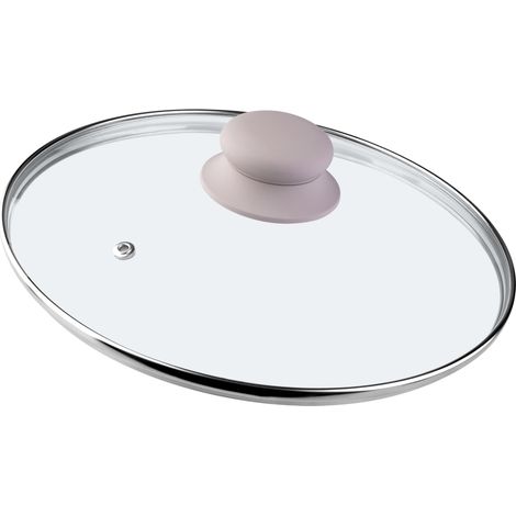KADAX Glasdeckel mit Griff aus Silikon, Deckel mit Dampfloch, 24 cm, beige