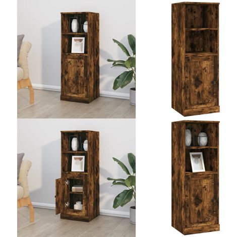 Buffet haut chêne fumé 36x35,5x103,5 cm bois d'ingénierie - Buffet Design Moderne - Meuble Rangement Cuisine - Buffet En Bois Massif - Buffet Chic - Commode Élégante - Home & Living (1/5)