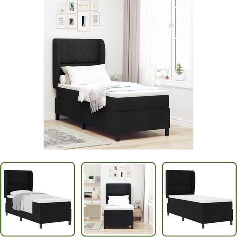 Matelas réglable - Lit à ressorts avec matelas Noir 80 x 200 cm tissu (1/5)