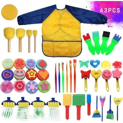 Kit de peinture 43 pièces pour enfants - Éponge, pinceaux, rouleaux - Activités manuelles (1/4)