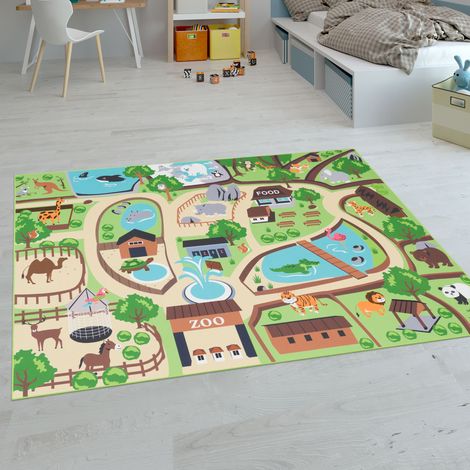 Paco Home Kinder-Teppiche, Kurzflor-Teppiche für Kinderzimmer mit vers. Designs Spielteppiche Bunt Beige, 100x200 cm