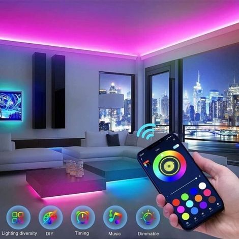 (Multicolore)Ruban LED 15m - Multicolore - Intensité variable - Contrôle Bluetooth (1/3)