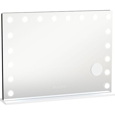 Hollywood-Schminkspiegel mit 18 LEDs, Bluetooth, RGB und 10-fach-Vergrößerung, Weiß (1/5)