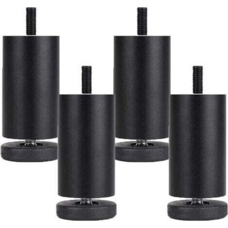 Set of 4 adjustable furniture legs made of aluminum alloy, round metal furniture legs, for table, sofa, bed, black (10 cm) (1/4)
