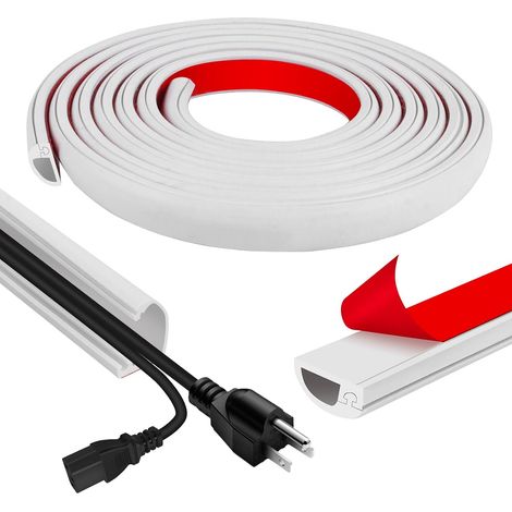 Goulotte Passe Cable Mural Adhésif Cache Fil Electrique, Permet d'organiser et de masquer Les Fils Électriques sur Les Murs et Les Sols, Vous Pouvez Glisser Les Fils à l'intérieur (1/5)