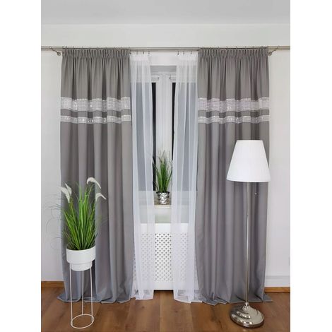 Tende grigio chiaro con strass, 2 pezzi, 145x250 cm (1/5)