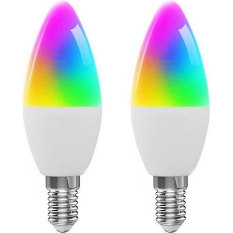 2X Ampoule Intelligente Tuya E14 à Intensité Variable en Spirale à Cinq Voies, Ampoule WiFi RVB, Télécommande et Commande Vocale 5 W (1/4)