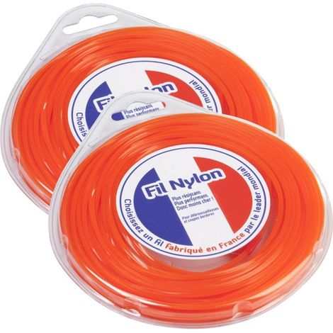 2 blisters fil débroussailleuse Carré 4 mm x 9 m Fil Nylon (1/5)
