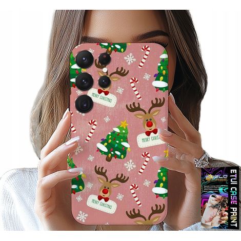 Custodia per Samsung Galaxy S22 Ultra - Motivo renne natalizie e albero di Natale (1/5)