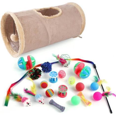 TOY Katzenangel-Spielzeugset, 21-teilig, emotionaler Trost, verschiedene interessante Katzenmotive - Khaki 2 (1/5)
