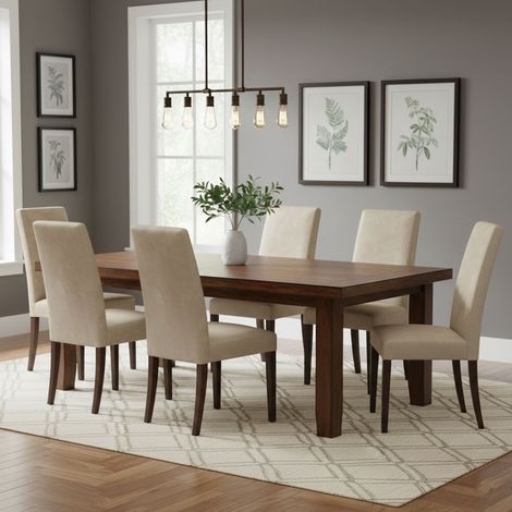 Ferraris Stuhl-Set, 6 Stühle, Samteffekt, Gepolstert, Beige (1/5)
