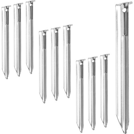10 Pièces Piquets de Tente Profil en V 30 cm, Sardines Camping en Acier Galvanisé avec Œillet pour Extraction et Haubans, Piquets de Fixation Métal pour Tente, Bâche, Auvent et Extérieur (1/5)