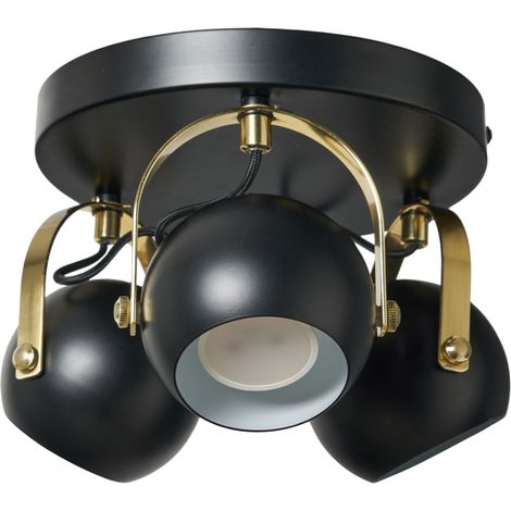 Litecraft Eyeball Spotlight Plate Adjustable GU10 3 Arm - Black, Satin Brass (1/5)
