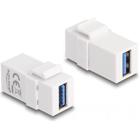 Delock MÃ³dulo Keystone USB 3.0 A hembra  USB 3.0 A hembra blanco (1:1)