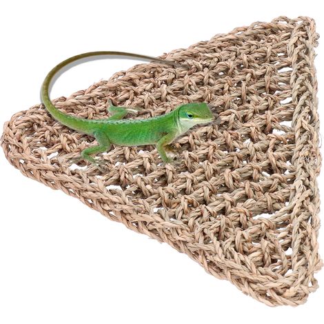 Hamac triangulaire 32x32x42cm pour lézards, tapis de couchage pour reptiles, matelas en paille, lit suspendu (1/5)