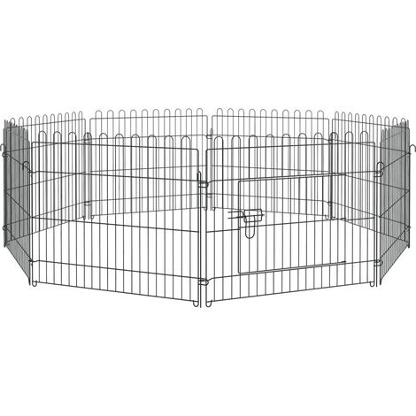 Recinto modular para cachorros y mascotas pequeñas de acero 71 x 61 cm negro MODENUIT (1/5)