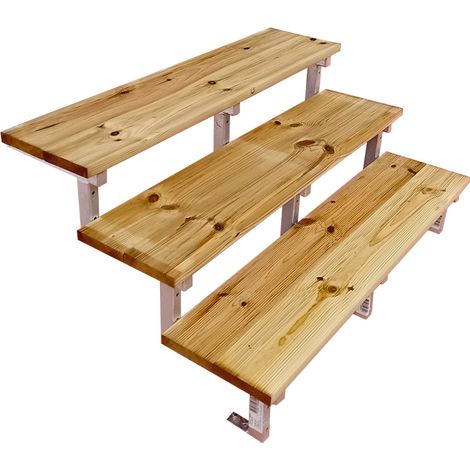 OSLO - Gartentreppe Stahl H54cm 3 Stufen Holz KDI Breite 160cm