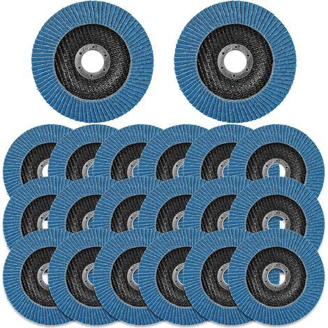20 dischi lamellari da 125 mm, dischi abrasivi lamellari con grana 120, dischi abrasivi in acciaio, dischi per sbavatura, lucidatura, rimozione della ruggine e per la lavorazione finale (1/5)