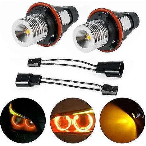 Ampoules LED ambrées 8000K Angel Eye pour feux de position/anneaux lumineux pour BMW E39 E53 E60 E63 E64 E66 E87 5 6 7 X3 X5 [Lot de 2 pièces] (1/5)