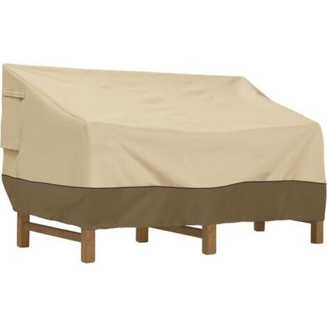 BUNTHAUS Housse de banc d'extérieur imperméable beige, 193 x 83 x 84 cm, housse de canapé à cordon, adaptée aux canapés et aux meubles (1/5)