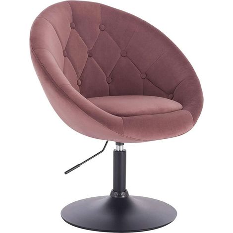Poltrona Girevole Velluto Rosa con Schienale Braccioli - Woltu (1/5)