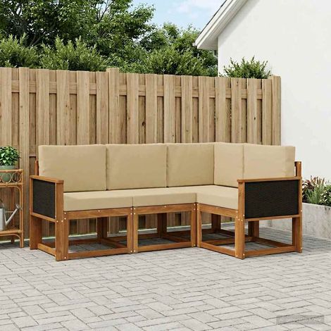 vidaXL Ensemble de canapés d'extérieur 4 pcs Naturel et Beige (1/5)
