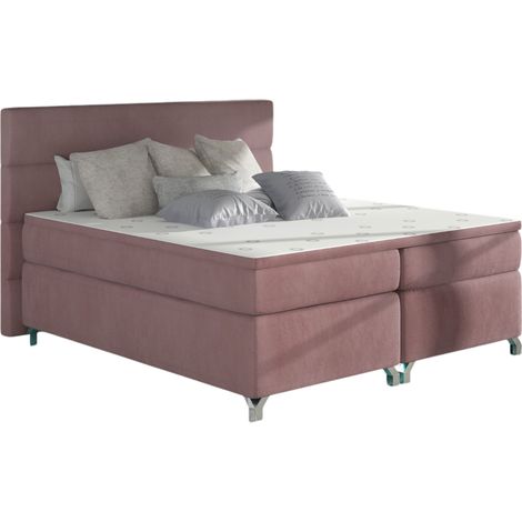 Lit boxspring 180x200 velours rose Mador (1/5)