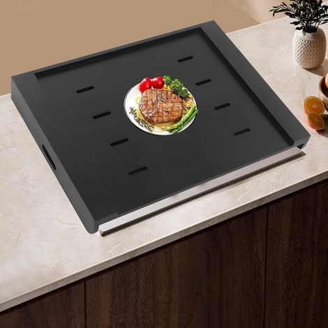 Pine Wood Stove Cover with Handles,29.5x22 Inch Gas Hob Cover & Extra Countertop, 8 Heat Dissipation Holes, Raised Edges for Kitchen, Baking, Serving Tray & Decorative Stand (1/5)