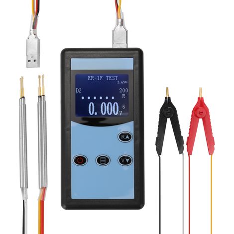 Testeur de résistance interne de batterie 0.01mΩ-200Ω – 4 fils, compatible lithium-ion/nickel-phosphate/piles boutons, portable (1/5)