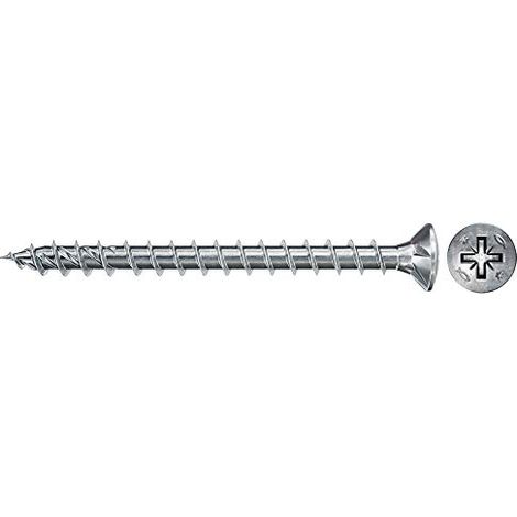 Fischer 50x  Power-Fast II  FPF II  CZF 6  x 35  mm BC  testa svasata  con impronta  a croce  PZ3 filettatura  totale zincata  galvanicamente blu  passivata -  670492 (1/2)