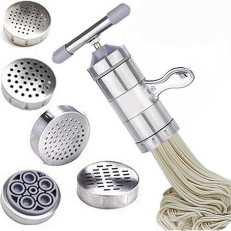 1 Machine à pâtes manuelle,Acier inoxydable,5 moules interchangeables,Cuisine maison (1/5)