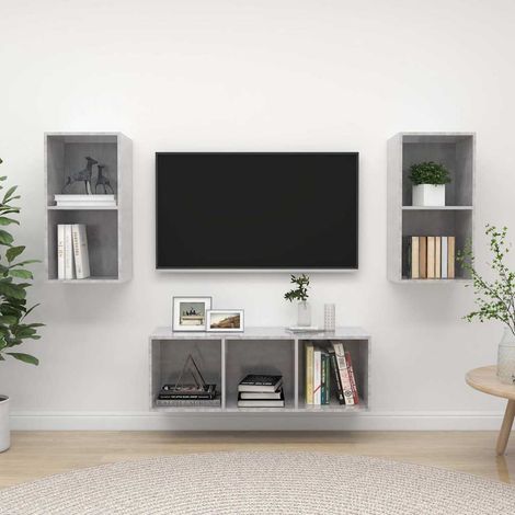 vidaXL 3 Piece TV Cabinet Set Concrete Grey Engineered Wood (1/5)