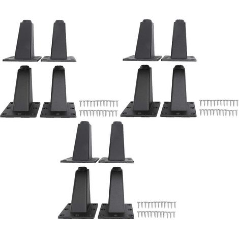 Lot de 12 pieds de meubles réglables en métal de 8 cm, pieds de table, d'armoire, de canapé, de lit et de meuble TV en alliage d'aluminium épais, noirs. (1/5)