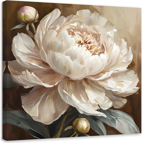 Tableau sur toile Tableau sur toile Pivoine peinte en beige 30x30 (1/5)