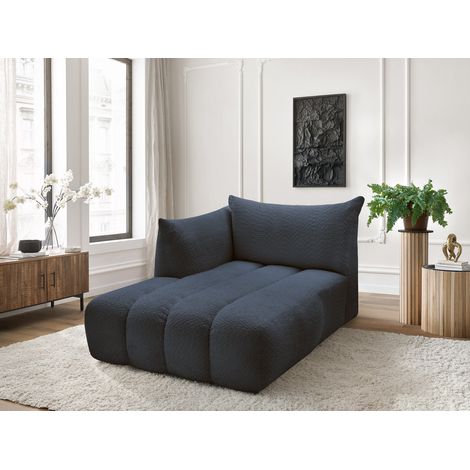 BOBOCHIC - Méridienne pour canapé modulable AZRA tissu bouclette Angle gauche  Bleu foncé