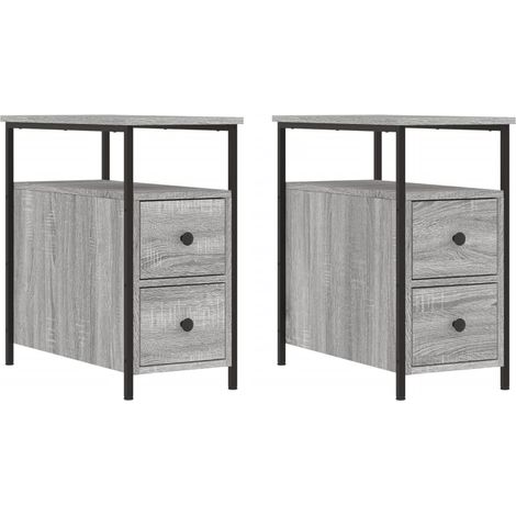 Set di 2 comodini con cassetti 30 x 60 x 60 cm in legno ingegnerizzato grigio e ferro DEC035645