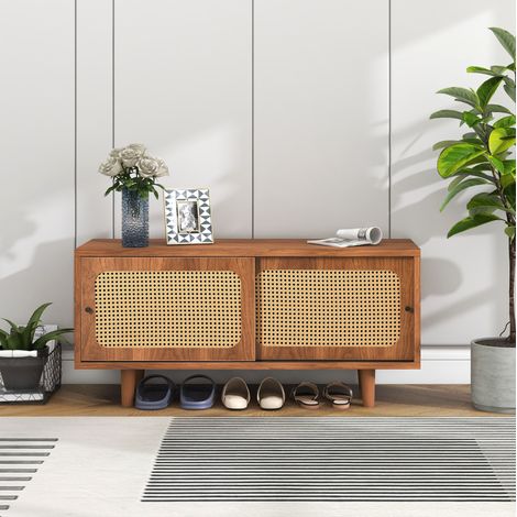 MEUBLIV Meuble à chaussures 104x40x48 cm noyer – 2 portes avec rangement (1/5)