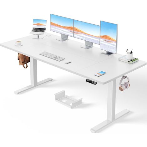 Bureau Électrique Réglable en Hauteur ErGear 180x80 cm - 100kg Charge, Moteur Sans Balais Silencieux, Structure Métallique Robuste, Plateau 4 Parties (1/5)